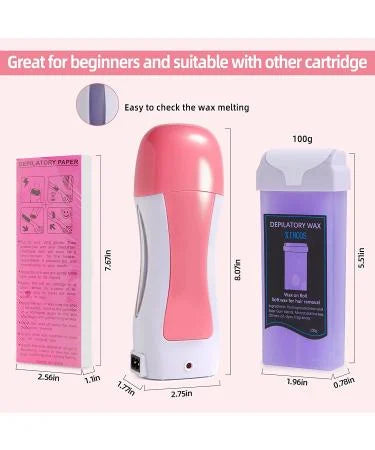 Portable Roll-On Wax Heater Kit with Wax & Strips