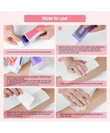 Portable Roll-On Wax Heater Kit with Wax & Strips