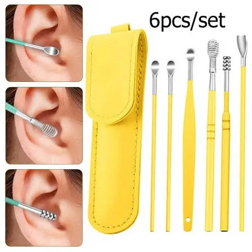 2 Set of 6 Pcs Ear Wax Removal Kit in Stainless Steel for Ear Care & Cleaning